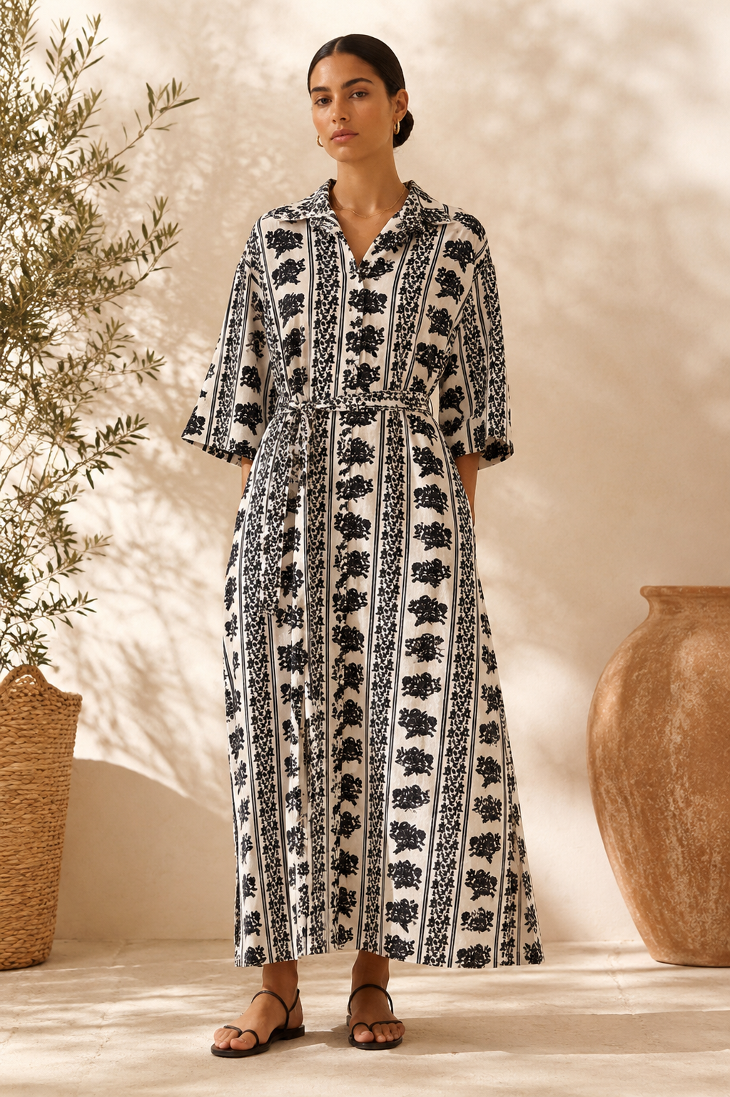 Indienne de Provence Shirt Dress Noir in Cotton – Pranay Baidya Atelier