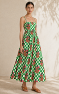 Checkered Cheetah Strappy Maxi Dress