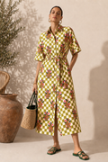 Checkered Cheetah Shirt Dress
