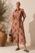 Checkered Cheetah Shirt Dress