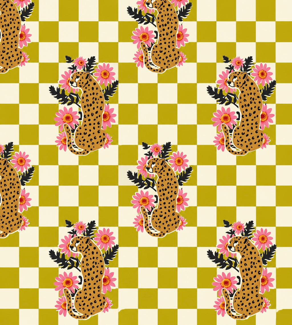Checkered Cheetah Strappy Maxi Dress