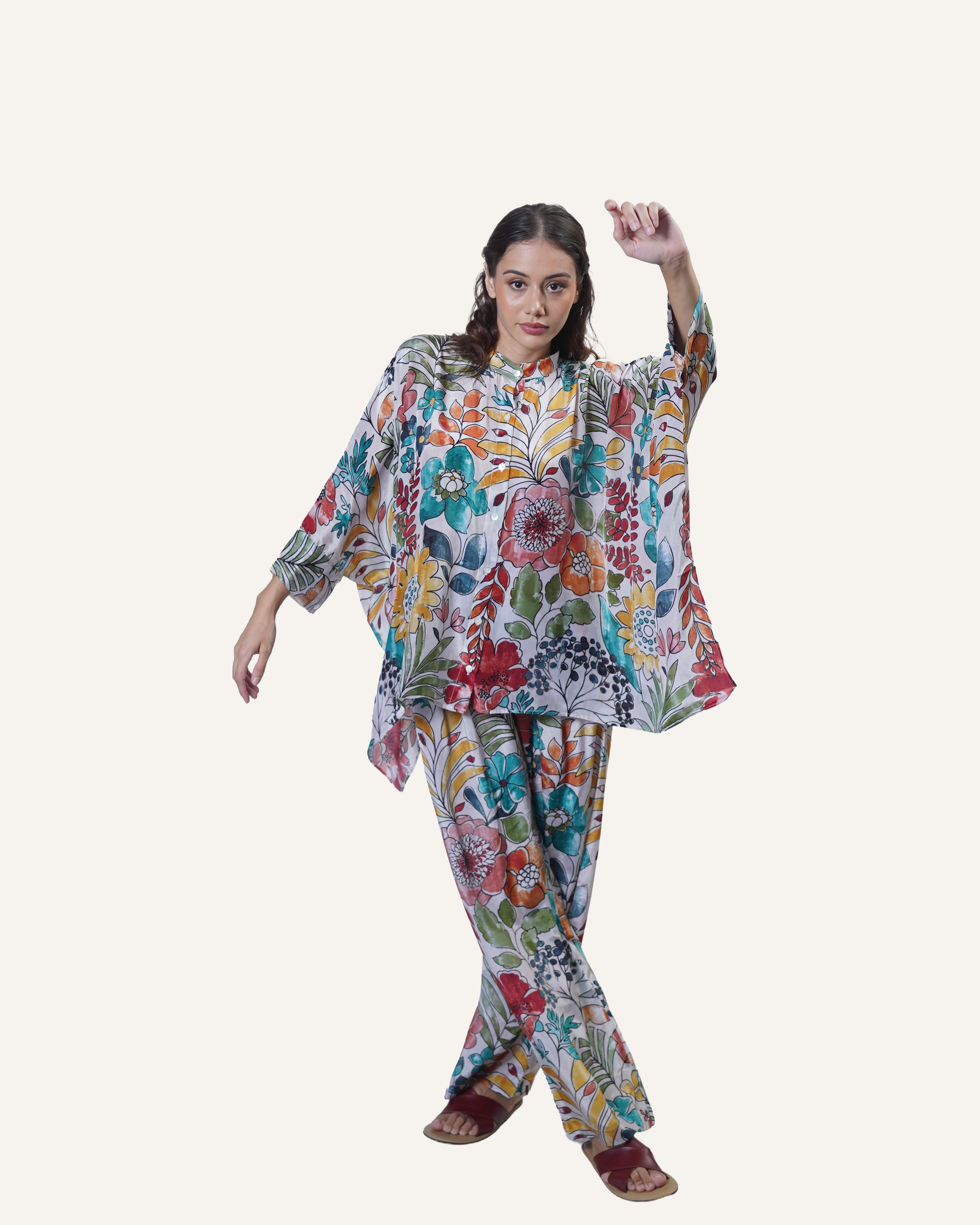 Ivory Bohemian Botanica in Crêpe de Chine