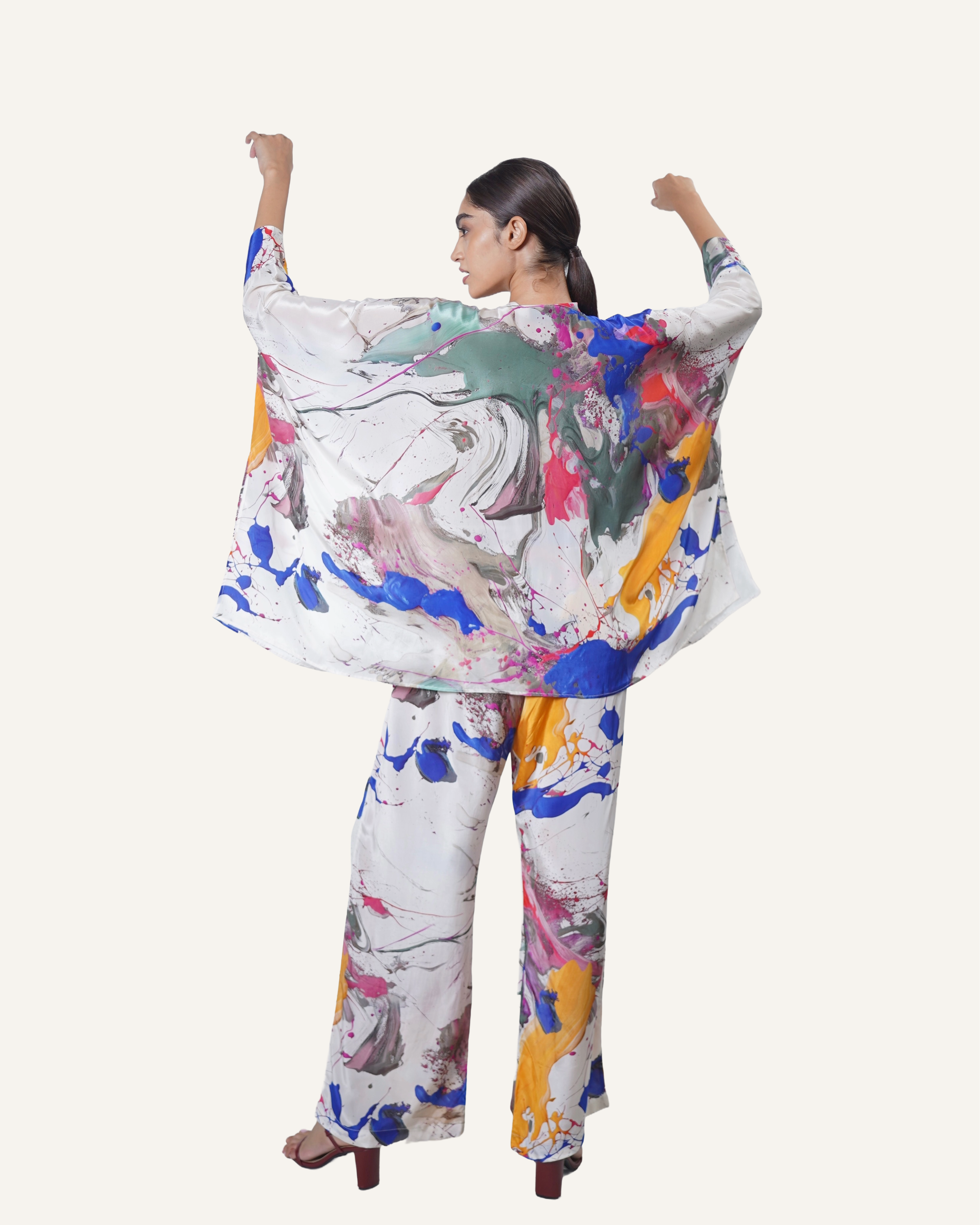 Ivory Cobalt Pollock in Crêpe de Chine