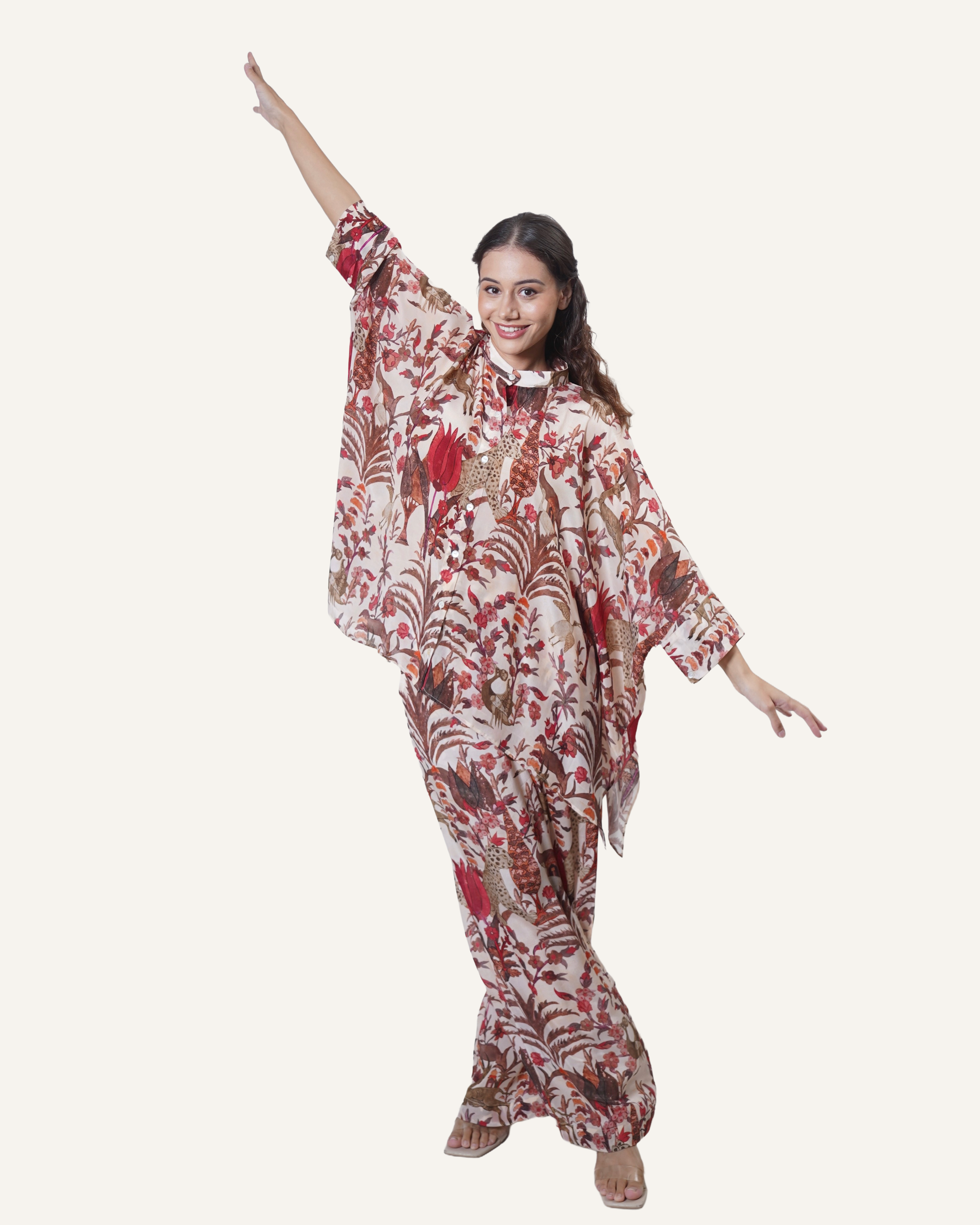 Ivory Mythical Forest in Crêpe de Chine