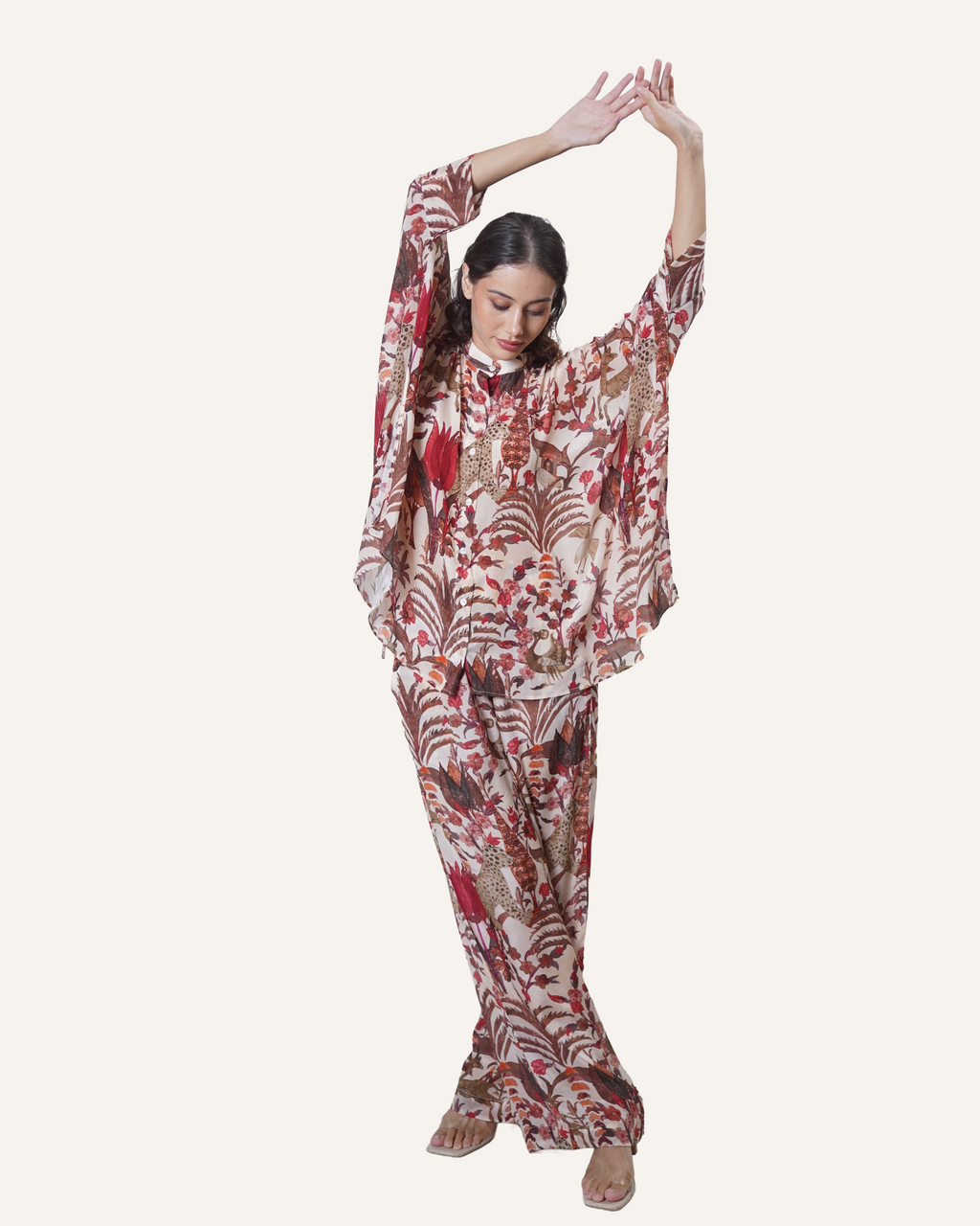 Ivory Mythical Forest in Crêpe de Chine