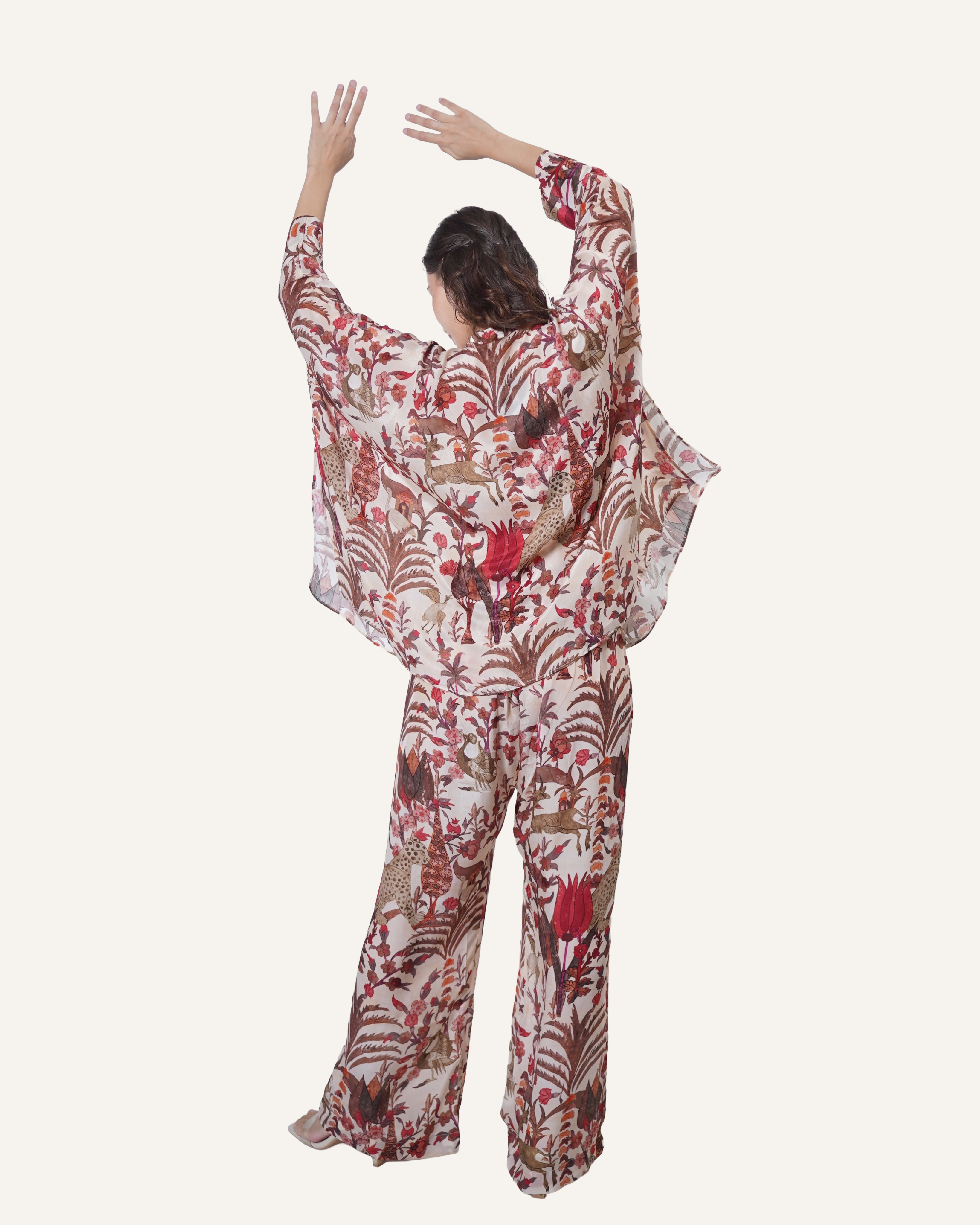 Ivory Mythical Forest in Crêpe de Chine