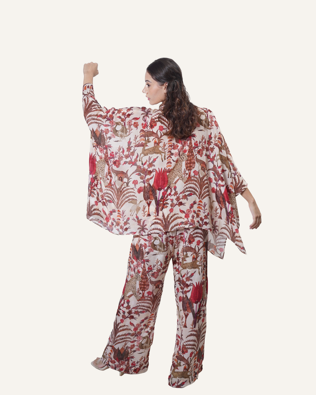 Ivory Mythical Forest in Crêpe de Chine