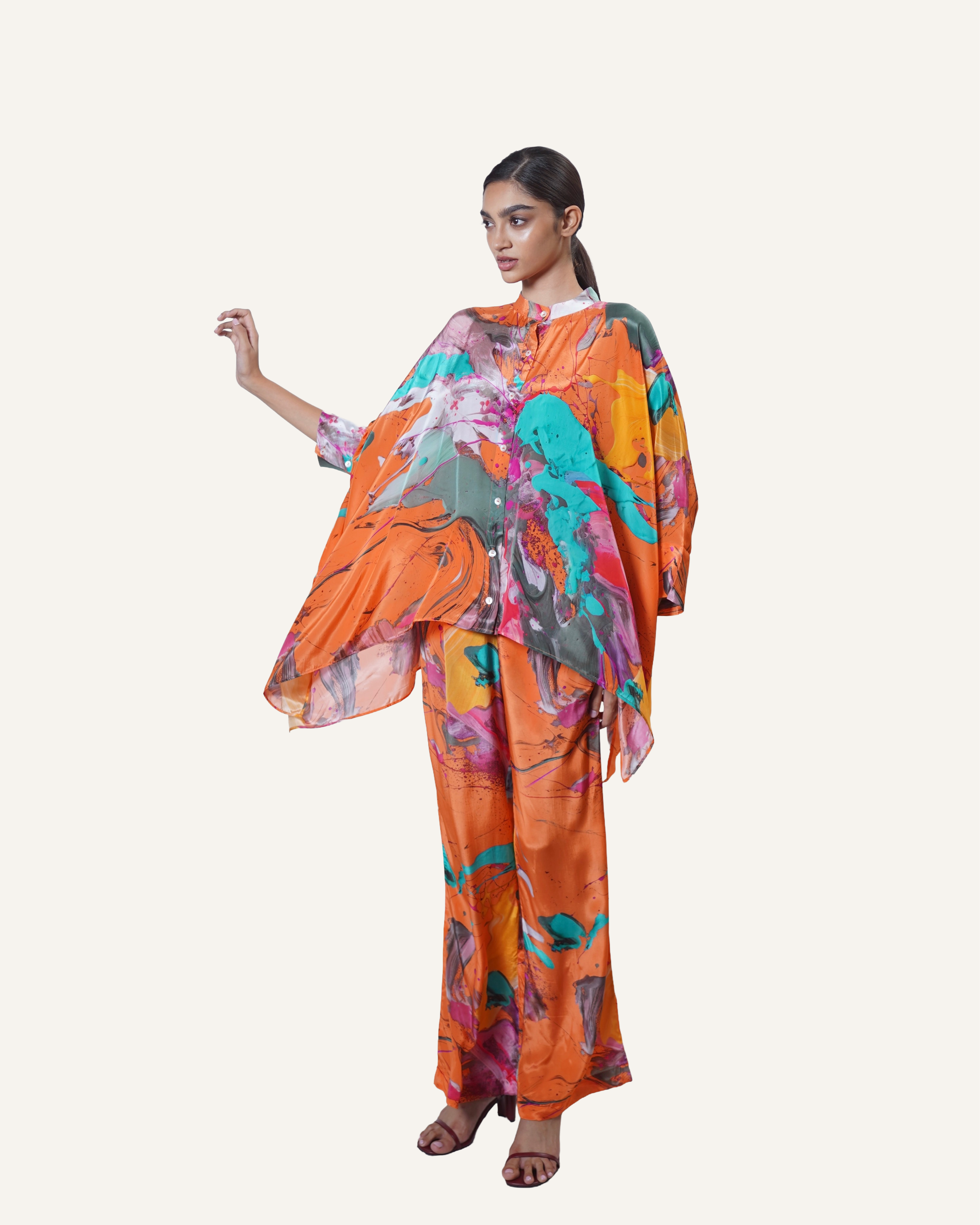 Tangerine Sky Pollock in Crêpe de Chine