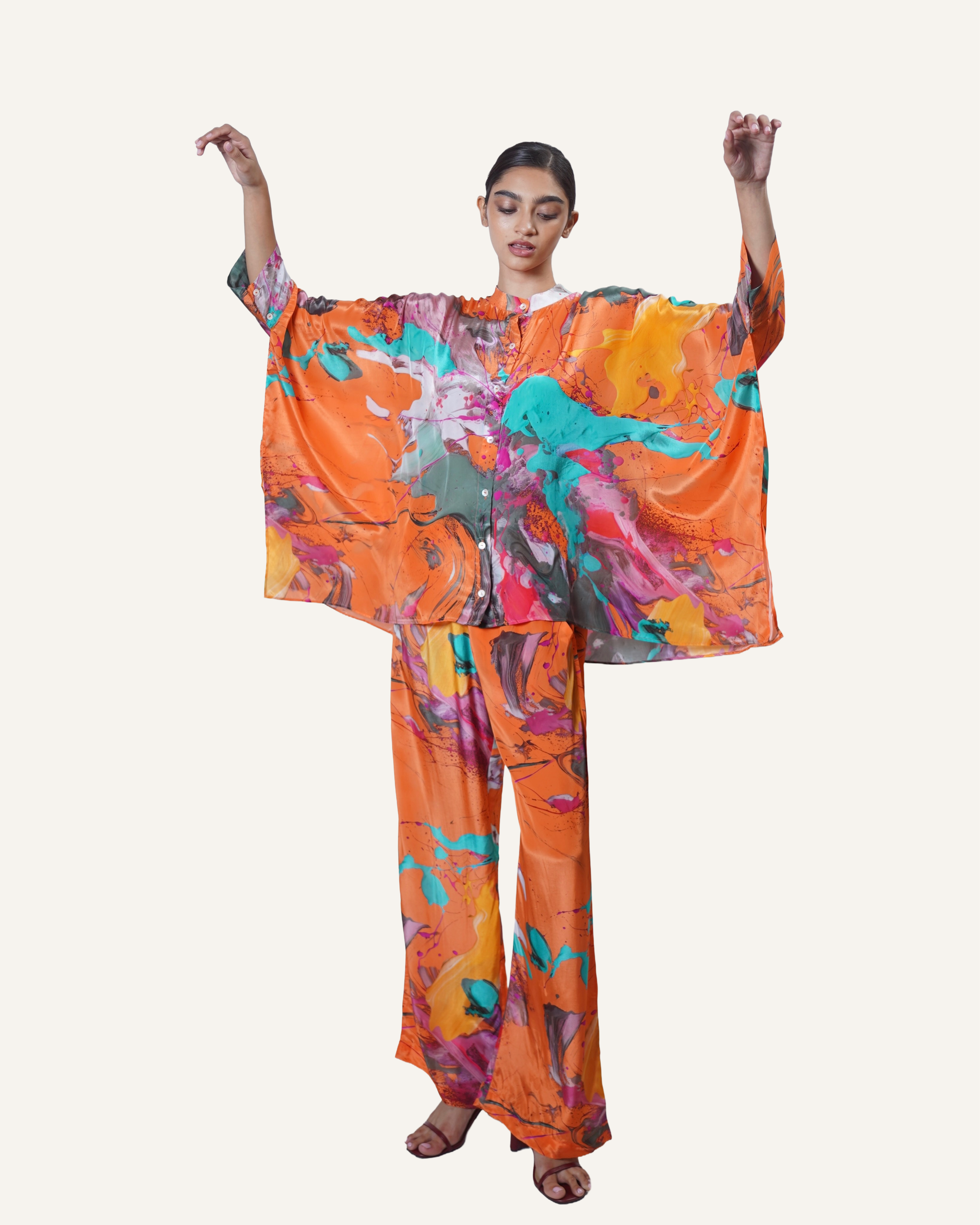 Tangerine Sky Pollock in Crêpe de Chine