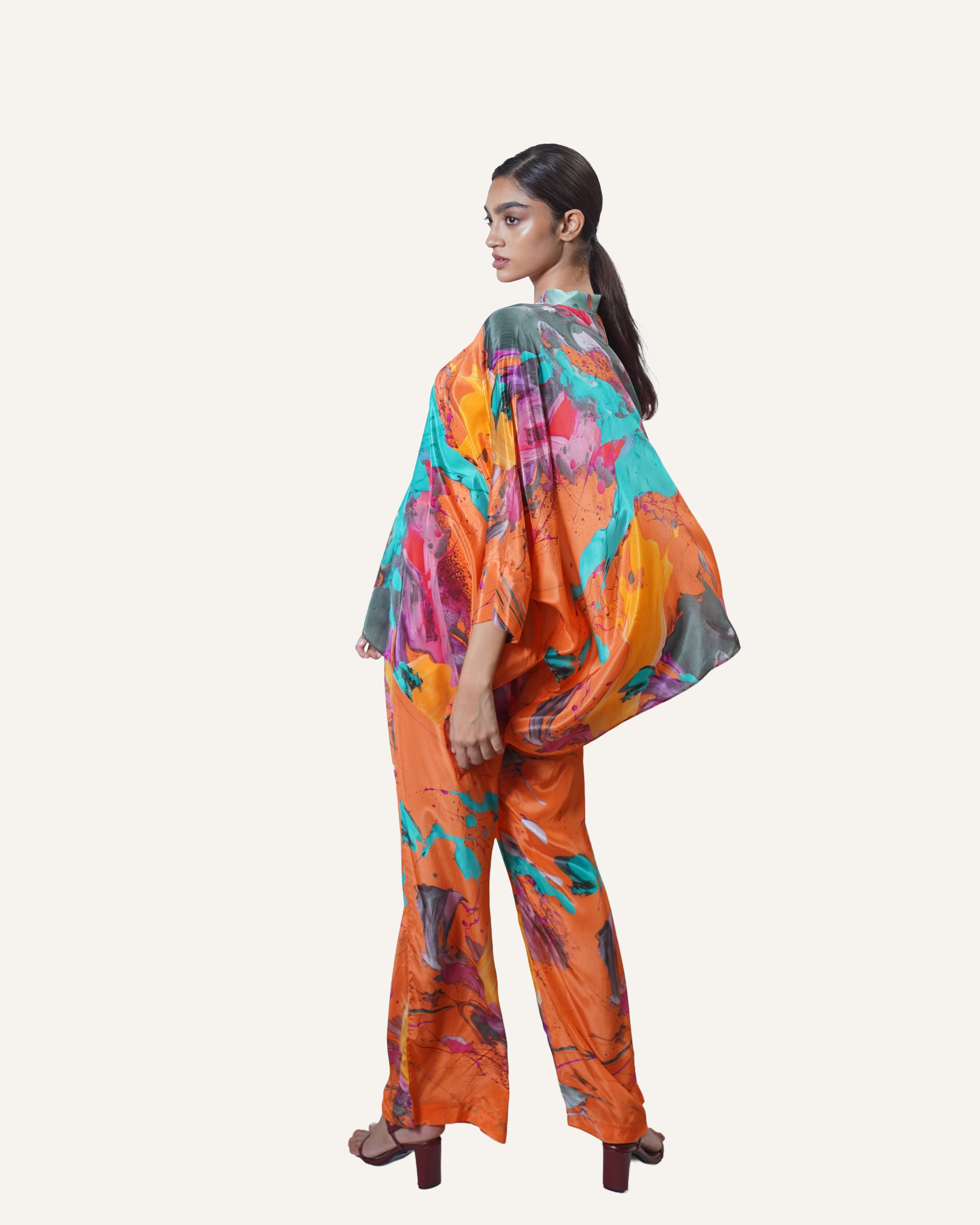 Tangerine Sky Pollock in Crêpe de Chine