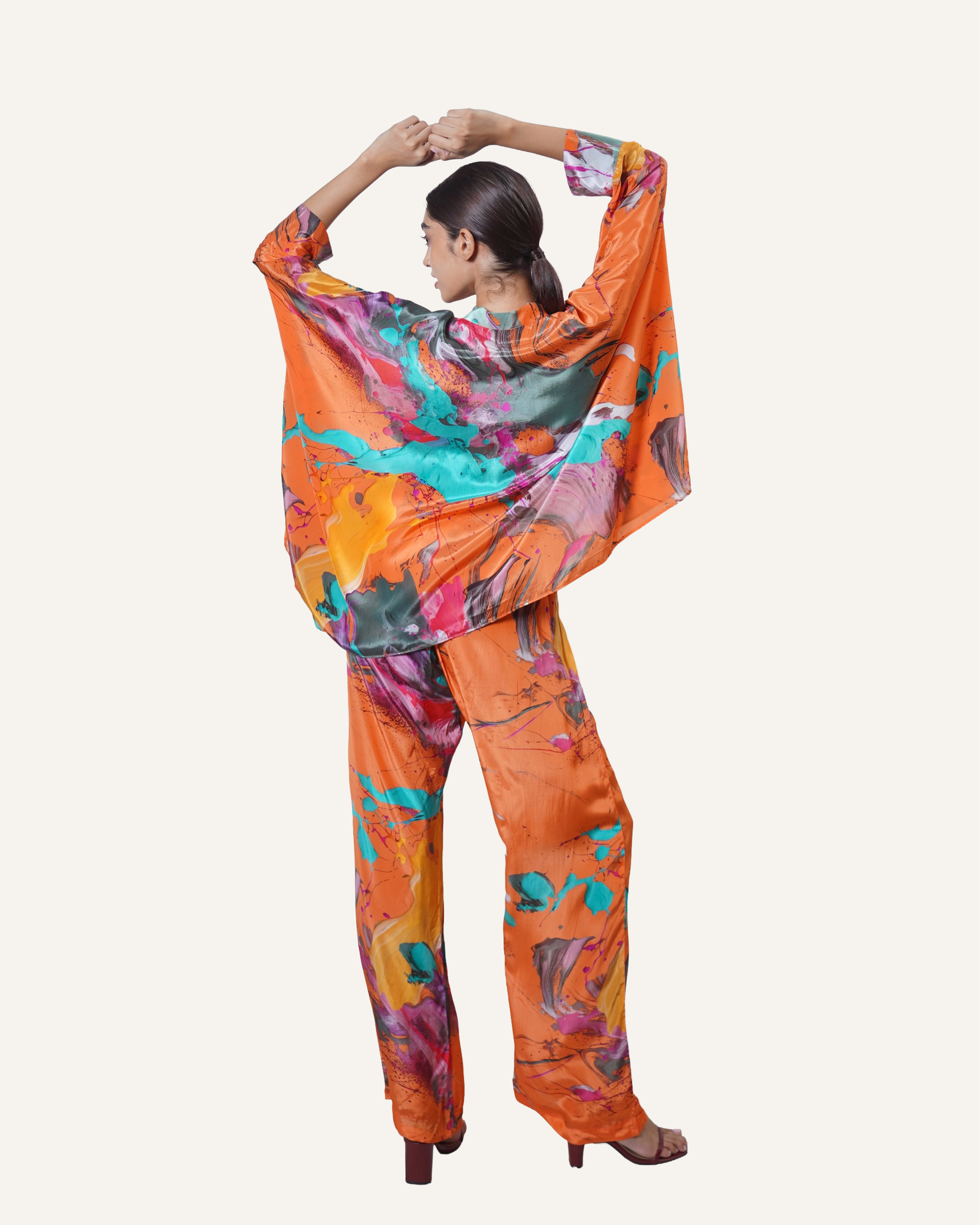 Tangerine Sky Pollock in Crêpe de Chine