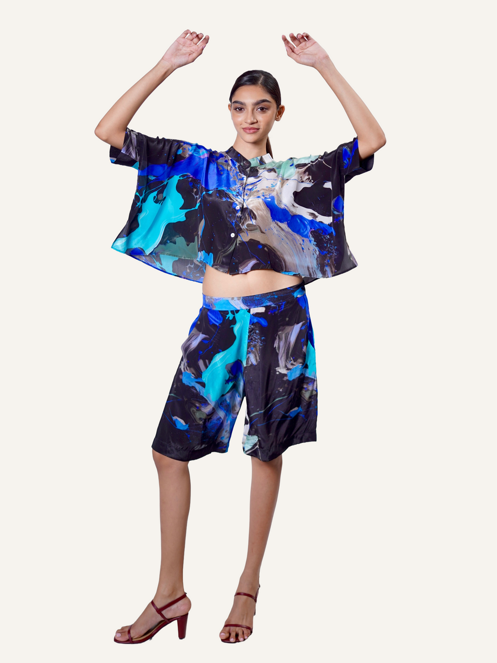 Black Azure Pollock in Crêpe de Chine