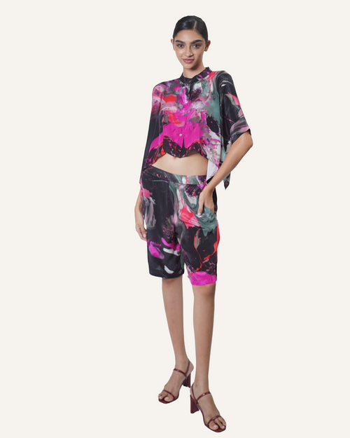 Black Coral Pollock in Crêpe de Chine