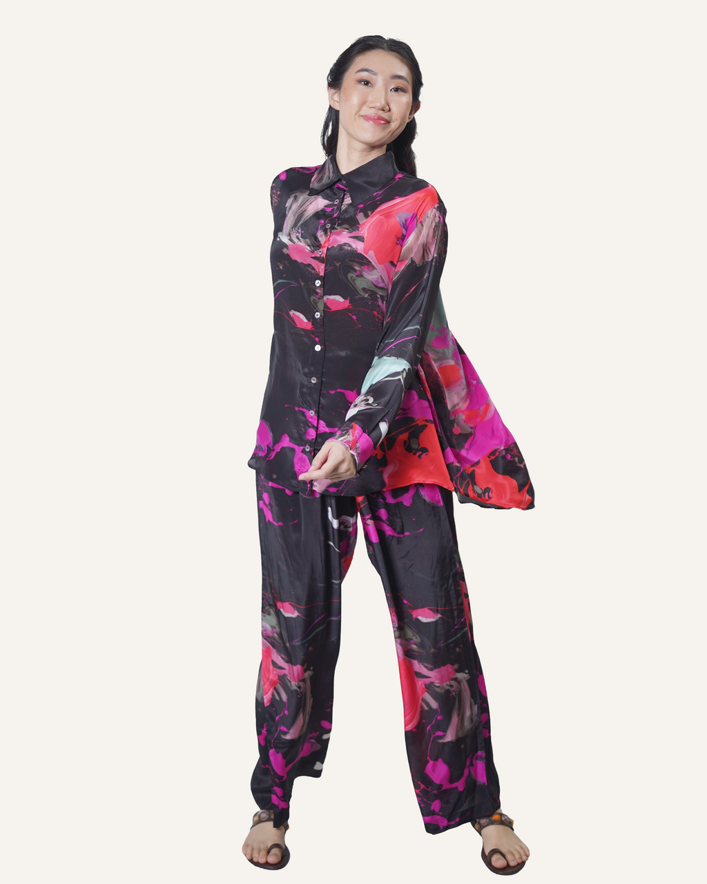 Black Coral Pollock in Crêpe de Chine