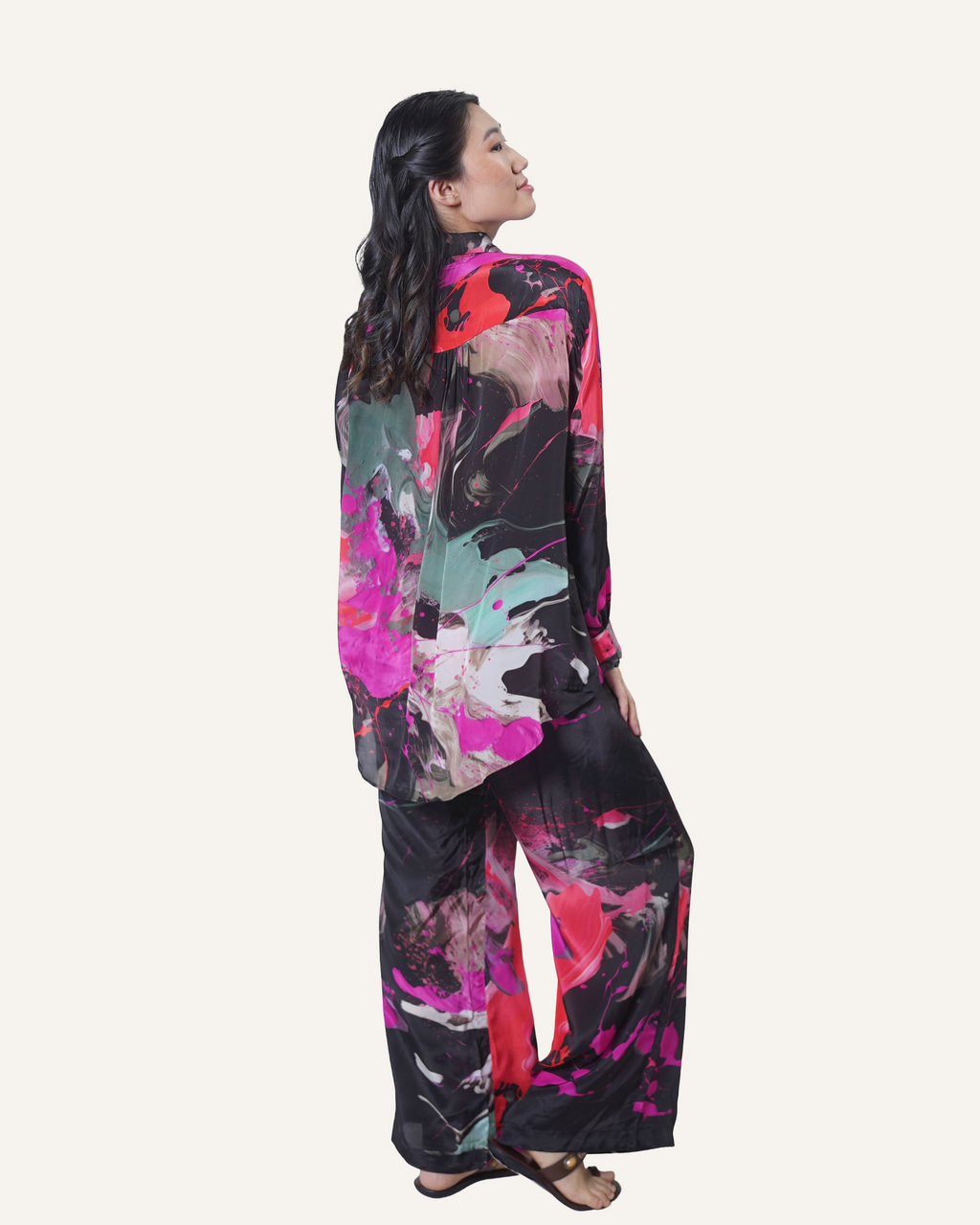 Black Coral Pollock in Crêpe de Chine