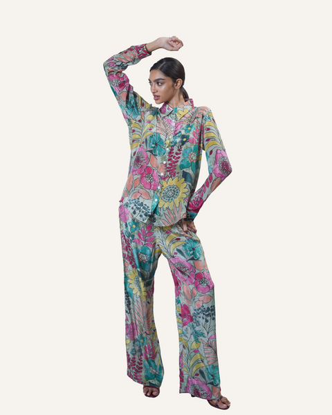 Pistachio Bohemian Botanica in Crêpe de Chine