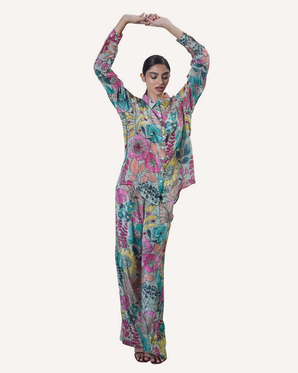 Pistachio Bohemian Botanica in Crêpe de Chine