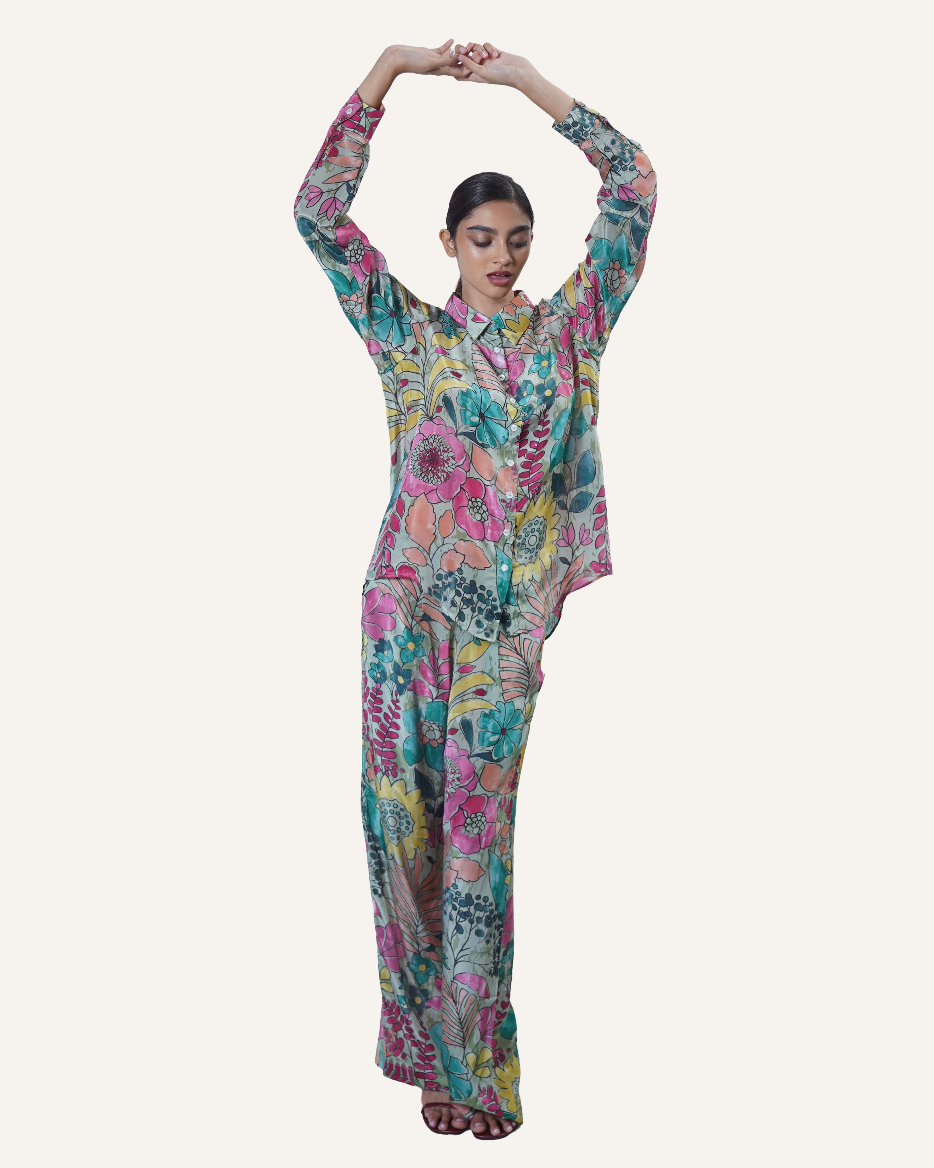 Pistachio Bohemian Botanica in Crêpe de Chine