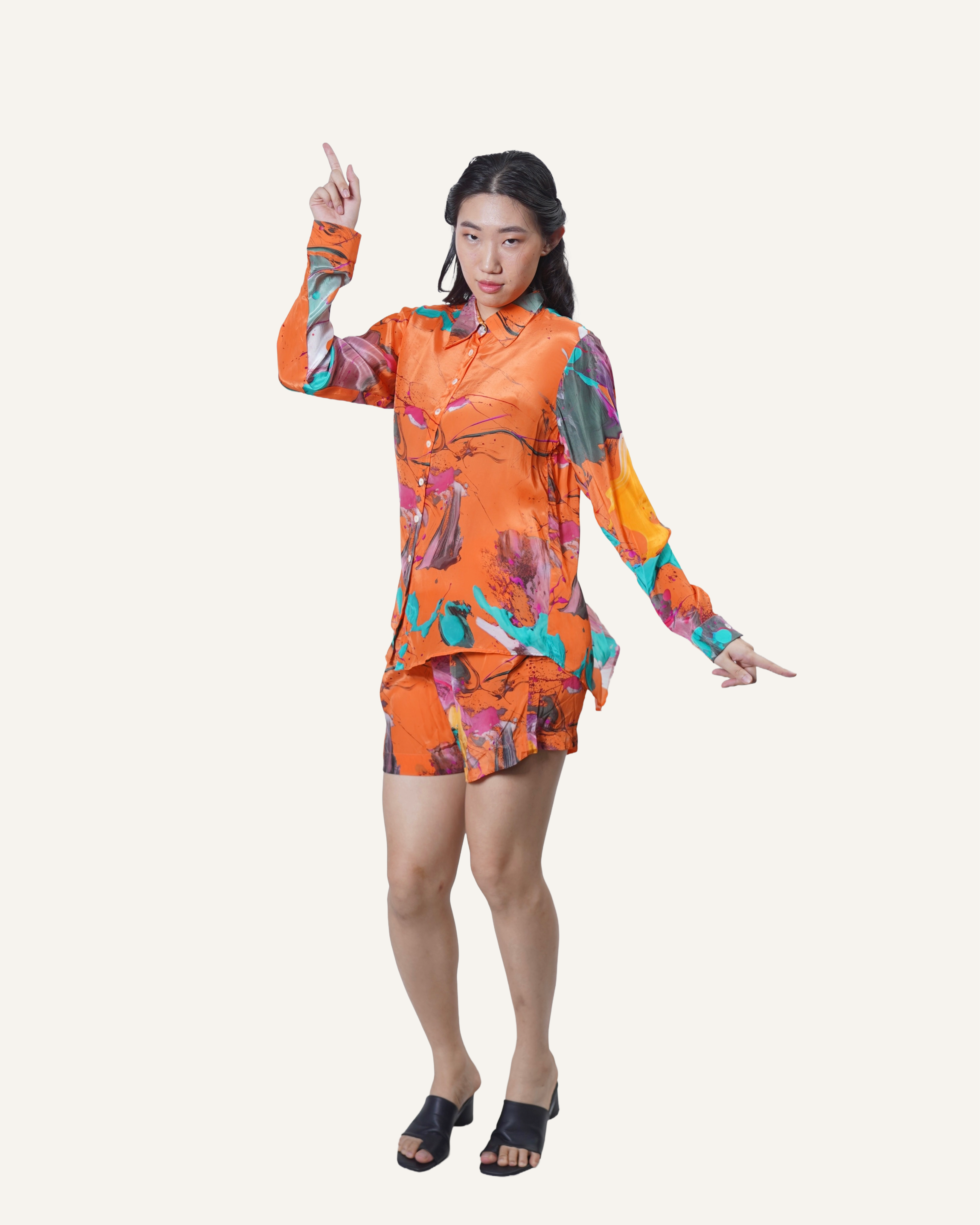 Tangerine Sky Pollock in Crêpe de Chine