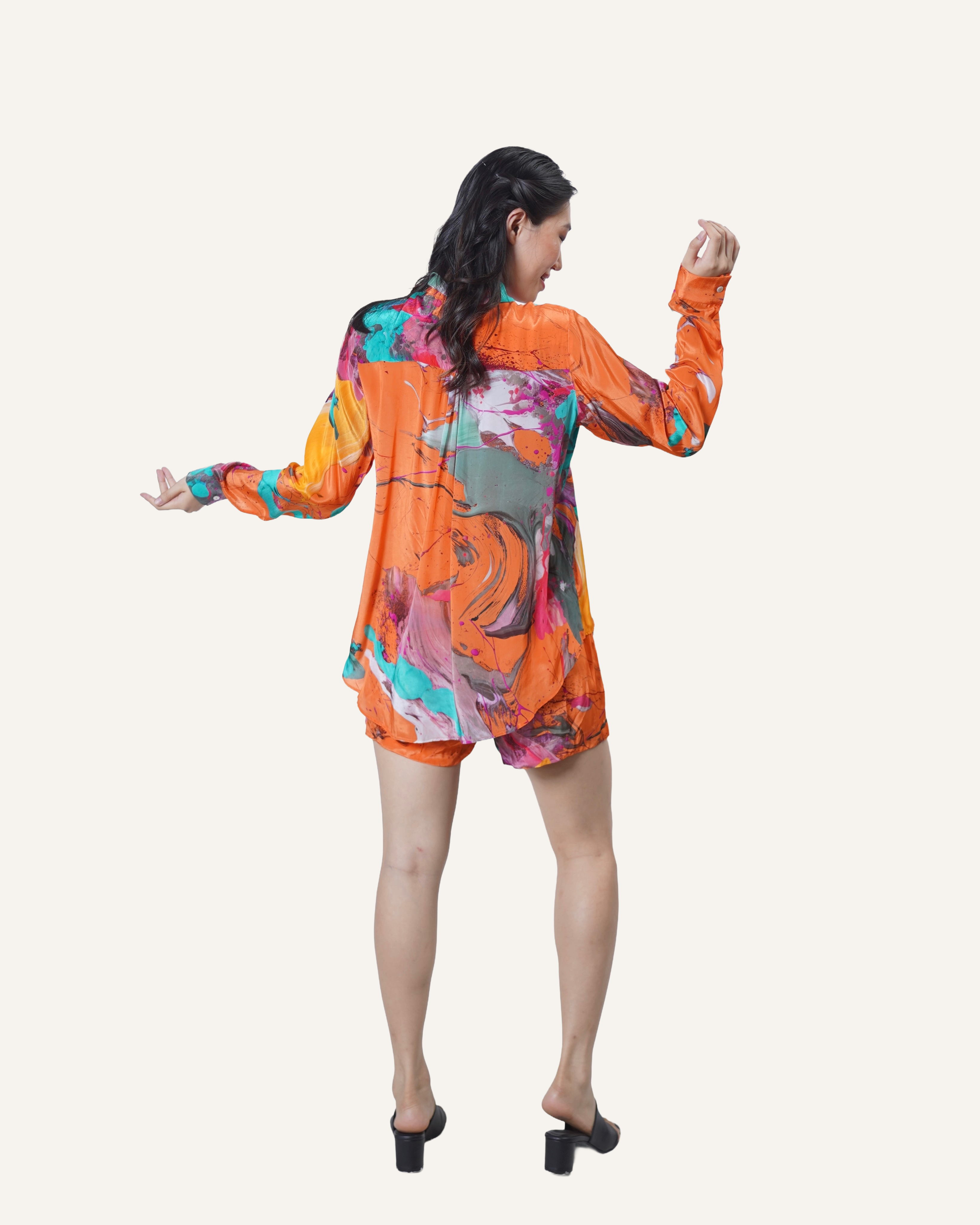 Tangerine Sky Pollock in Crêpe de Chine