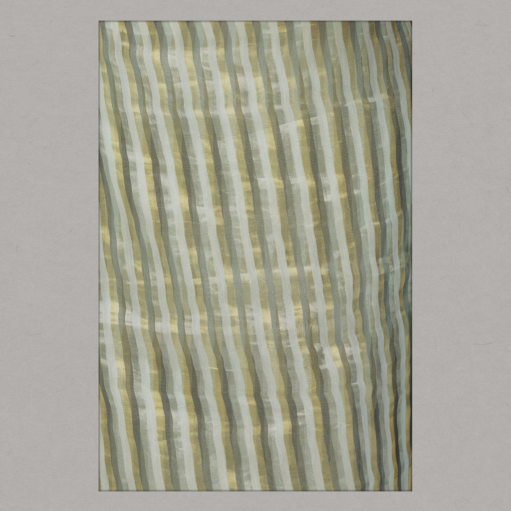 Mint Green Metallic Stripe Maheshwari Saree