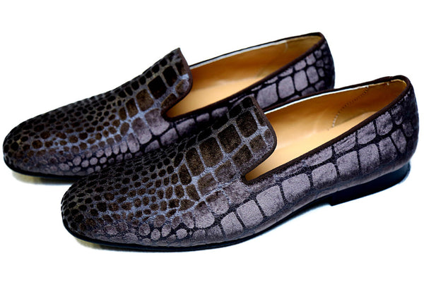 Croco Embossed Suede Cocoa